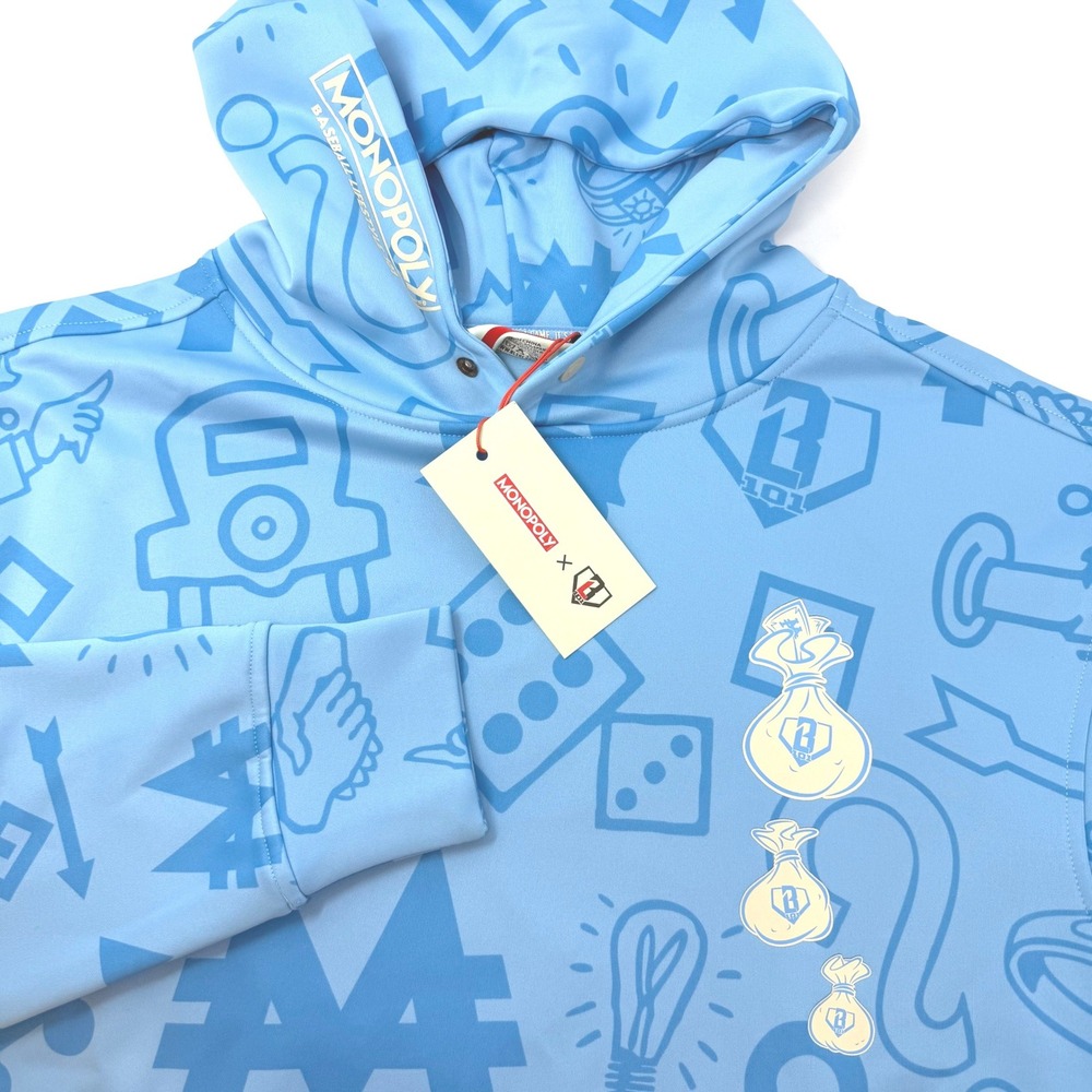 Baseball Lifestyle 101 Monopoly Grand Slam Collector Hoodie Blue Mens Small NEW